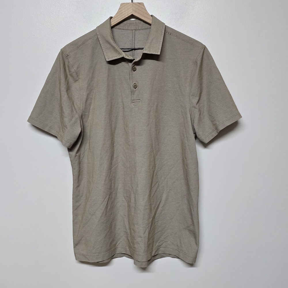 Lululemon‎ Evolution Short Sleeve Performance Golf Polo Shirt Brown Men's L